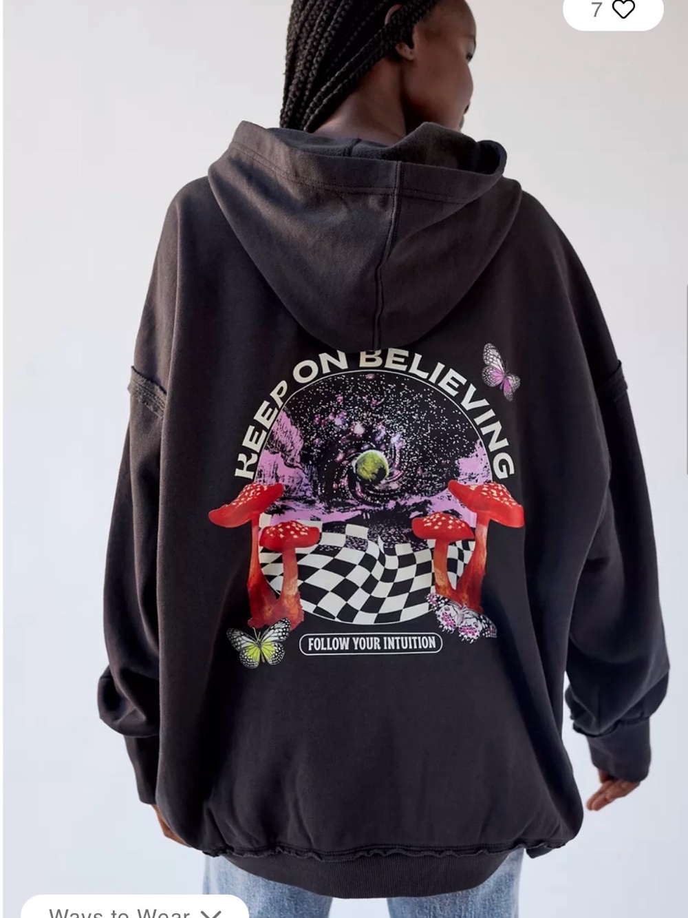 Urban Outfitters Black Graphic Hoodie Sweater with Red & Purple Accents